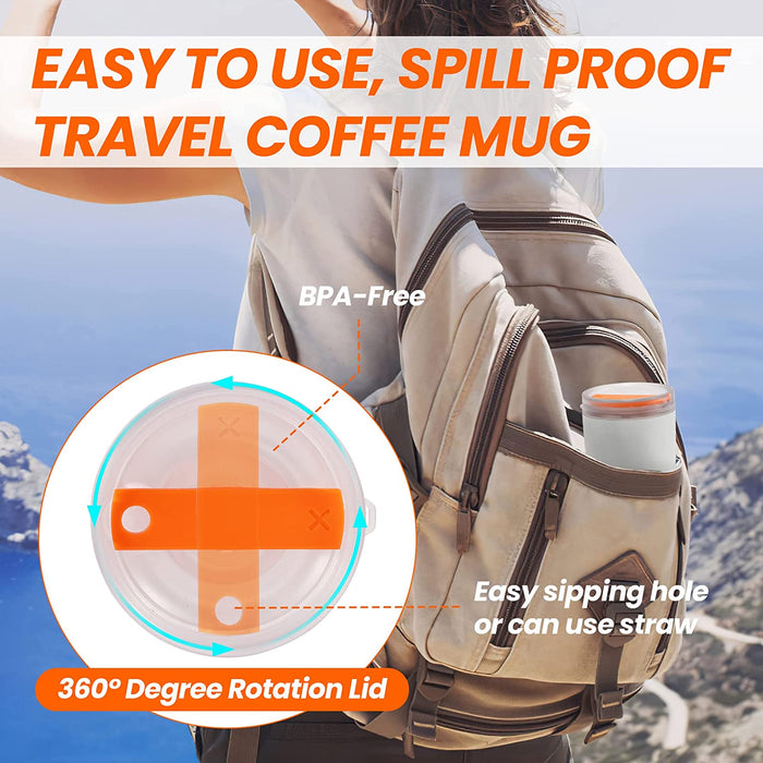 Insulated Tumbler with Lid and Straw, 16 Oz Leak Proof Double Wall Stainless Steel Travel Coffee Mug, Iced Coffee Cup Car Mug Water Bottle, Keep Cold Hot for 10 Hours, Gifts for Mom, White