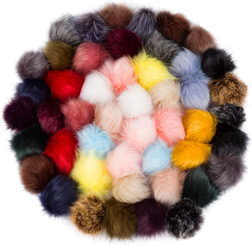 20 Pcs Faux Fur Pom Poms for Hats - 4 Inch Fluffy Pom Poms with Elastic Loop for DIY Crafts, Removable Knitting Accessories for Shoes Scarves Gloves Bags Keychains (10 Color-Dark)