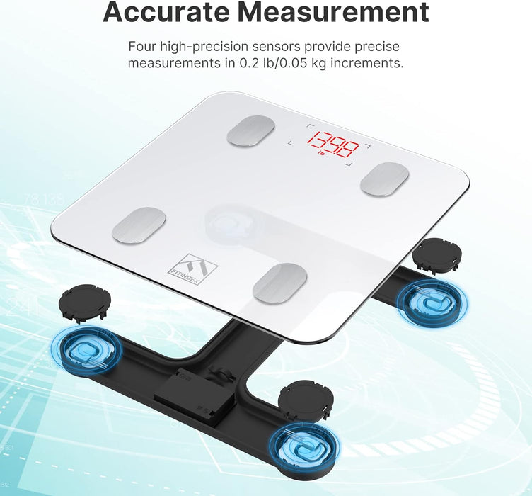 Smart Scale for Body Weight, Digital Bathroom Scale BMI Body Fat Scale Bluetooth Weighting Health Monitor, Accurate Body Composition Analyzer, 400Lb, White