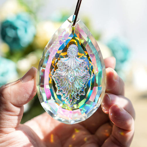 89Mm/3.5In Crystal Suncatchers for Windows,Crystal Prism Suncatcher,Hanging Crystals for Garden Home Outdoor Decoration