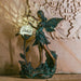 Large Garden Fairy Outdoor Statue, Solar Garden Sculptures & Statues with Crackle Glass Globe, Bronze Patina Garden Art for Lawn Patio Yard Decor 13.2 Inch