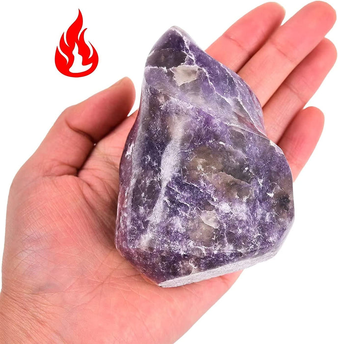 AMOYSTONE Purple Lepidolite Crystals Tower Flame Shaped Stone Energy Meditation Healing Crystal Home Decor 1.0-1.5LB