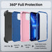 for Iphone 13 Pro Max/13 Pro/13/13 Mini Phone Case with Belt Clip Stand Shockproof Protective Case Hybrid Armor Cover, Navy Blue