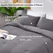Seersucker Queen Comforter Set (90X90 Inches), 3 Pieces- 100% Soft Washed Microfiber Lightweight Comforter with 2 Pillowcases, All Season down Alternative Comforter Set for Bedding, Grey