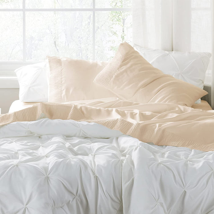 Bedsure Full Size Sheet Sets - Soft 1800 Sheets for Full Size Bed, 4 Pieces Hotel Luxury Beige Sheets Full, Easy Care Polyester Microfiber Cooling Bed Sheet Set
