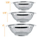 3 Piece Colander Set-Stainless Steel Wired Mesh Strainer Baskets with Wide Handles-11"-5 Quart, 9.5"