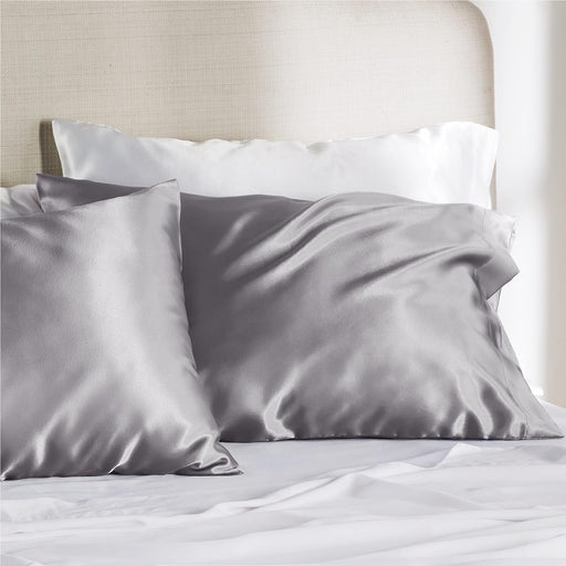 Satin Silky Pillowcase for Hair and Skin Queen - Dark Grey, 2 Pack 20X30 Inches - Set of 2 with Envelope Closure, Similar to Silk Pillow Cases, Gifts for Women Men
