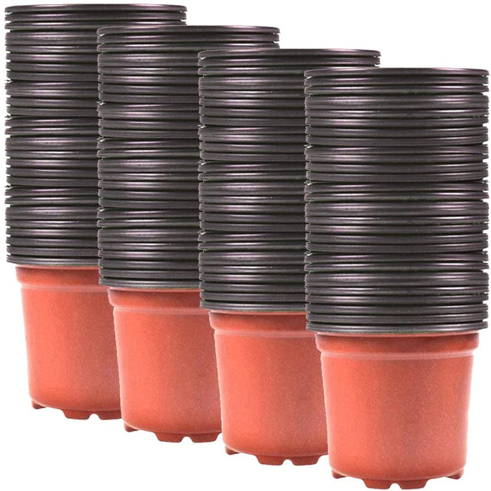 Plastic Nursery Plant Pot 100 Pack Flower Seedling Starter Pots for Little Garden Pots to Repot Succulents and Small Plants (100Pack)