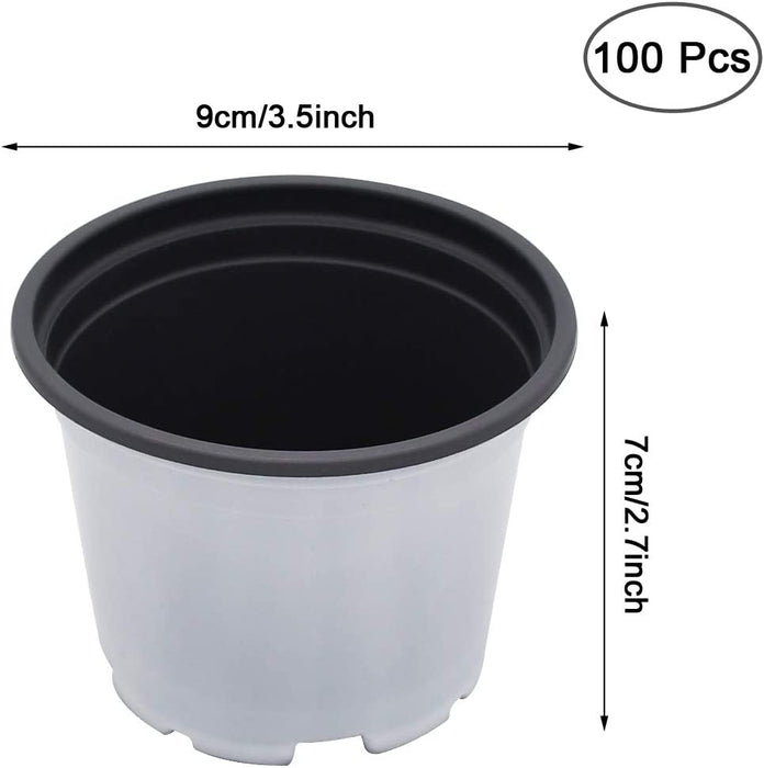 Plastic Plant Nursery Pots White Flower Seedling Starter Pots for Little Garden Pots to Repot Succulents and Plants (100PCS)