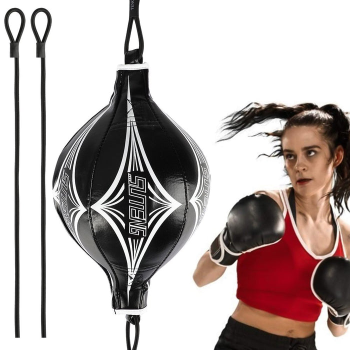 Professional PU Leather Fight Gear Speed Ball, Fitness Workout Training Leather Punching Floor to Ceiling Speed Dodge Striking Ball, Double End Bag Gym Boxing Sports Punch Bag Training Agility