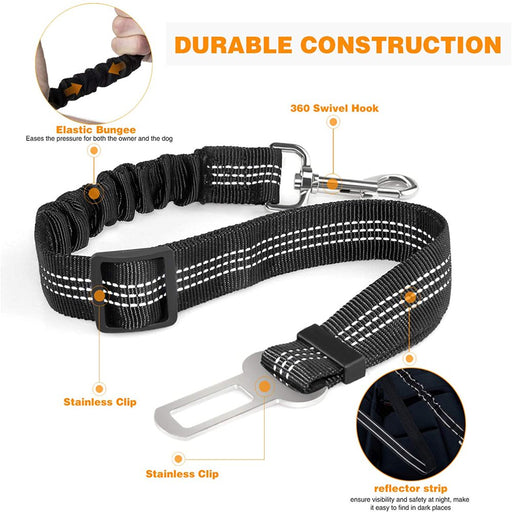 Dog Seat Belt, 2 Pack Adjustable Pet Car Seatbelt High Elasticity Bungee Safety Belt Connect to Dog Harness in Vehicle Car Trip for Small Medium Large Dogs Daily Use