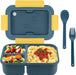 Bento Box, Bento Box for Adults, 49 OZ 3 Compartments Bento Lunch Box with Spoon & Fork, Leakproof Bento Box, Microwave Safe