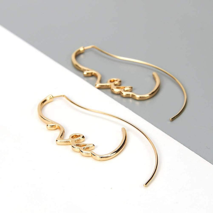 Hollowed Out Face Drop Earrings for Women Gold Plated Punk Earrings Jewelry (Gold)
