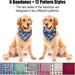 Dog Bandanas - 6PCS Birthday Gift Washable Green Black Blue Red Square Plaid Printing Christmas Dog Bib Double Reversible Kerchief Scarf Adjustable Accessories for Small to Large Dog Puppy Cat