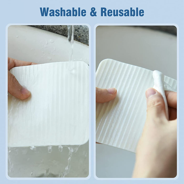 Rug Pad Gripper, 4 PCS Non-Slip Grippers for Area Rug, Washable anti Curl Rug Tape, Reusable Rug Pads Grippers for Hardwood Floors and Tiles, Keep Your Rug in Place and Grips Carpet Corners