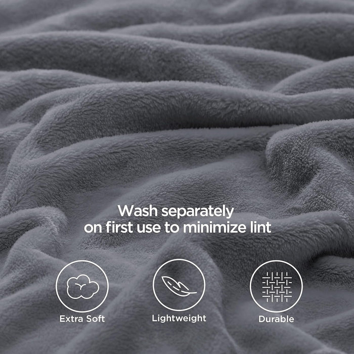 Fleece Bed Blankets Queen Size Grey - Soft Lightweight Plush Fuzzy Cozy Luxury Blanket Microfiber, 90X90 Inches
