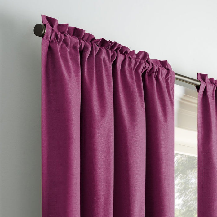 Eclipse Samara Solid Color Blackout Rod Pocket Single Curtain Panel, Boysenberry, 42 X 54