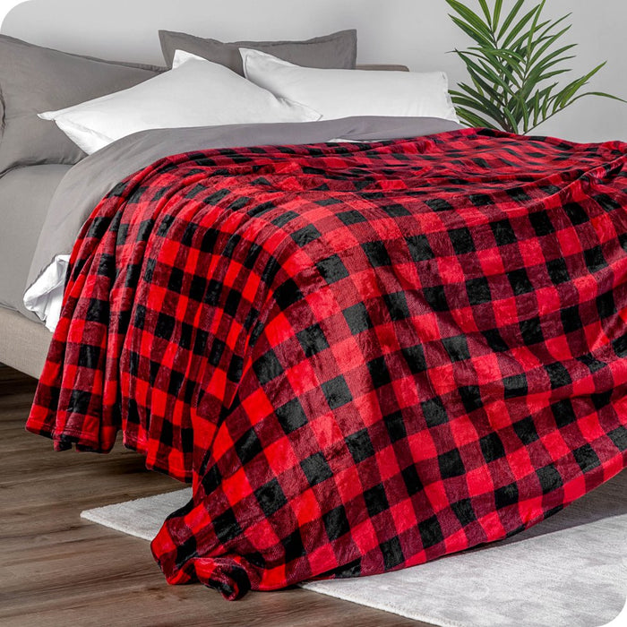 Microplush Fleece Blanket, Plush, Ultra Soft, Twin/Twin XL, Chester Buffalo Plaid - Red/Black