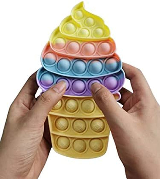 Push Pop It Popsicle Cone – Ice Cream Sensory Silicone Fidget Toys – Stress Relief, Autism & Anti-Anxiety – Flexible, Odorless & Easy to Play - Perfect for Elderly, Adults & Kids | Colorful
