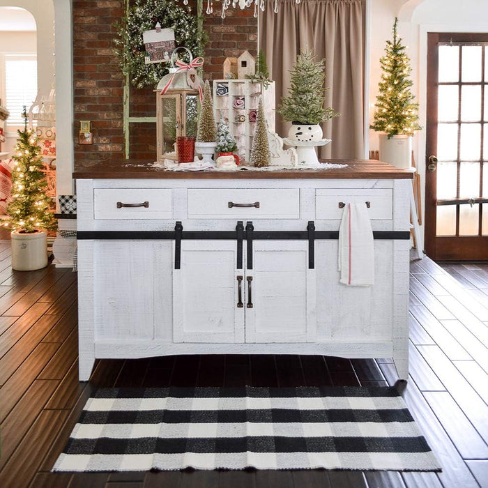 Buffalo Plaid Check Rug - 27.5''X43'' Cotton Hand-Woven Indoor/Outdoor Area Rugs for Layered Door Mats Washable Carpet for Porch/Kitchen/Farmhouse Black/White