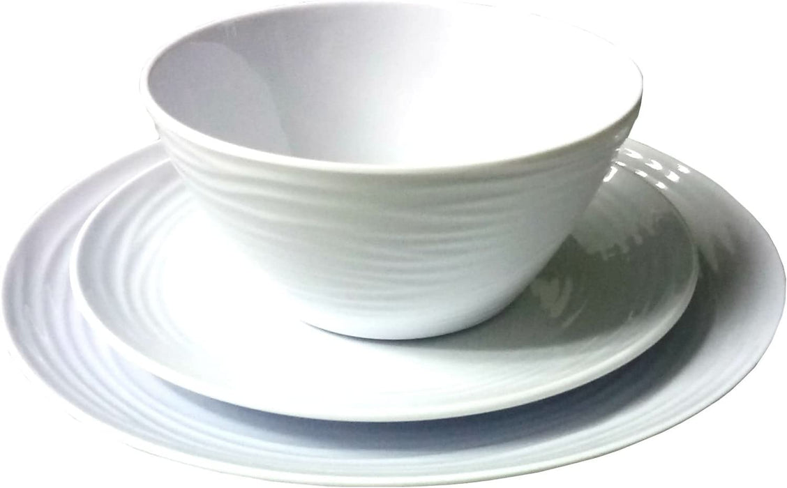 White Melamine Plastic Home Dinnerware Set, 12-Piece Service for 4