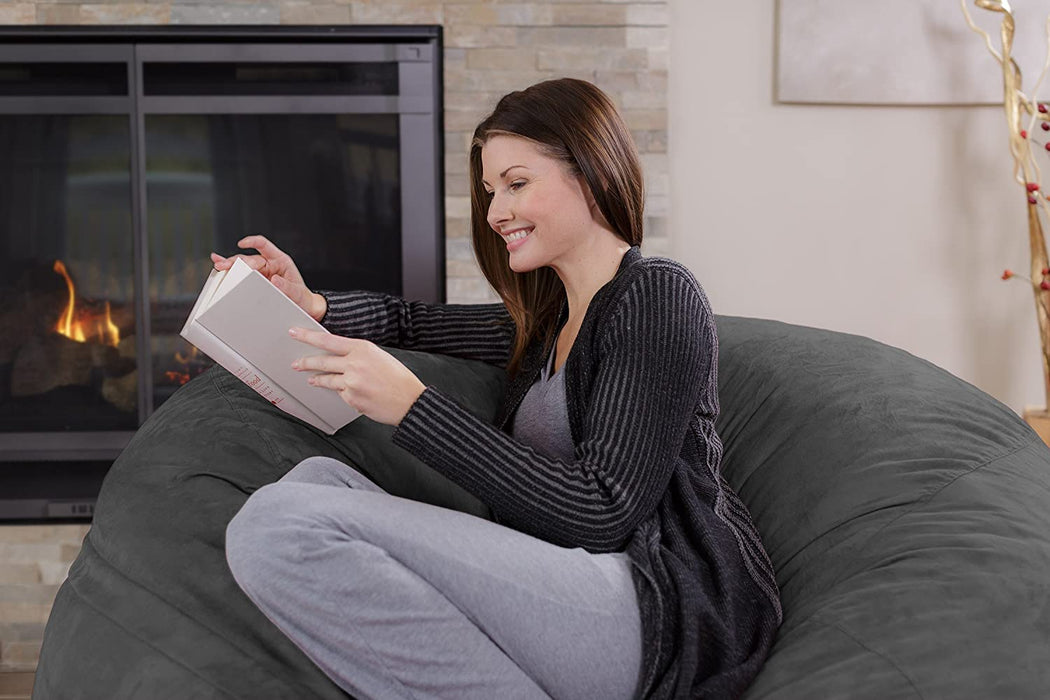 Bean Bag Chair: Giant 5' Memory Foam Furniture Bean Bag - Big Sofa with Soft Micro Fiber Cover - Charcoal