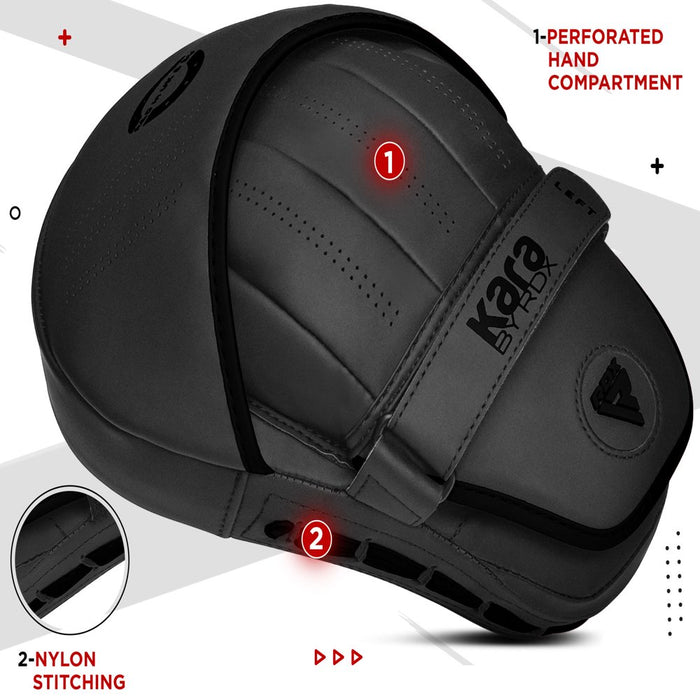 RDX Focus Boxing Punch Mitts, Punching Target, Punching Pad Maya Hide Leather Training Pads, Black