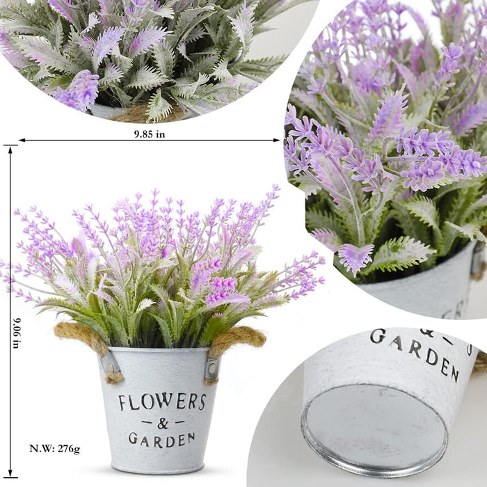 2 Pack Fake Plants in Metal Pots, Artificial Purple Lavender Plants and Blueberries, Small Artificial Greenery Farmhouse Flowers for Home Bathroom Shelf Desk Kitchen Office Party Indoor Outdoor Decor