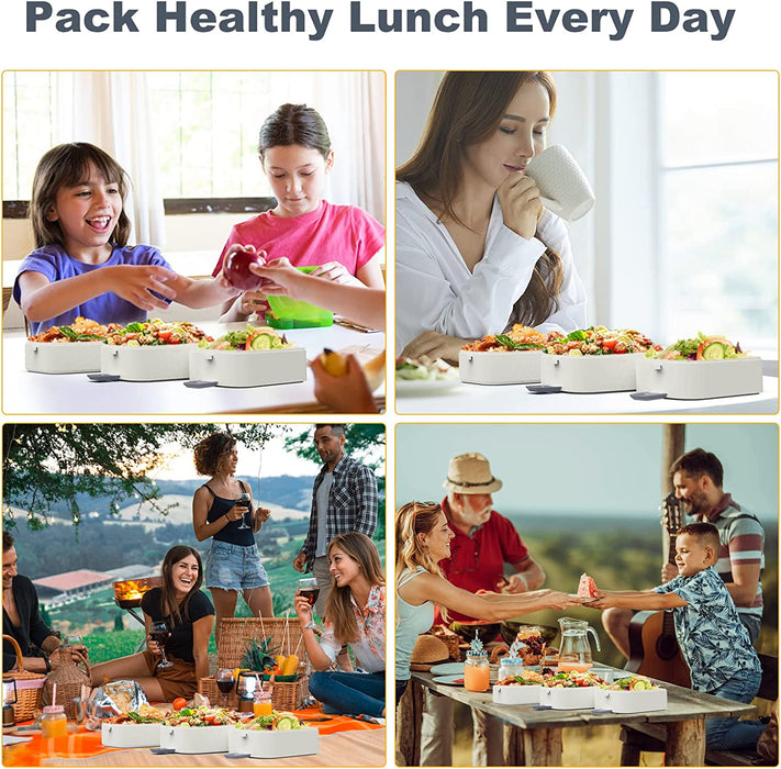 Bento Box Lunch Box, Adult Lunch Container with 3L Large Capacity, Microwave Safe 3 Layers Stackable Lunch Box, Leakproof Food Container with Dividers and Sauce Boxes for Kids and Adults