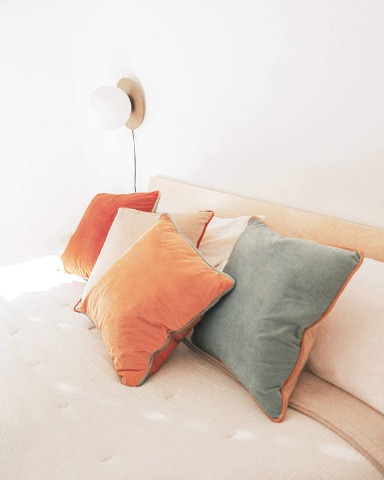 Decorative Throw Pillow Covers Cushion Cases, Set of 4 Soft Velvet Modern Double-Sided Designs, Mix and Match for Home Decor, Pillow Inserts Not Included (18X18 Inch, Orange/Teal)