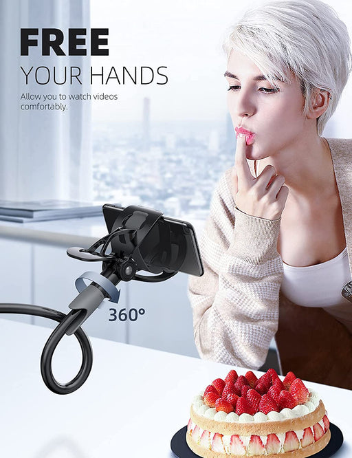 Phone Holder Bed Gooseneck Mount - Cell Phone Clamp Clip for Desk, Flexible Lazy Long Arm Headboard Bedside, Overhead Mount Stand, Compatible with Iphone 14 plus / Pro Max XR X 8 7 6 Plus