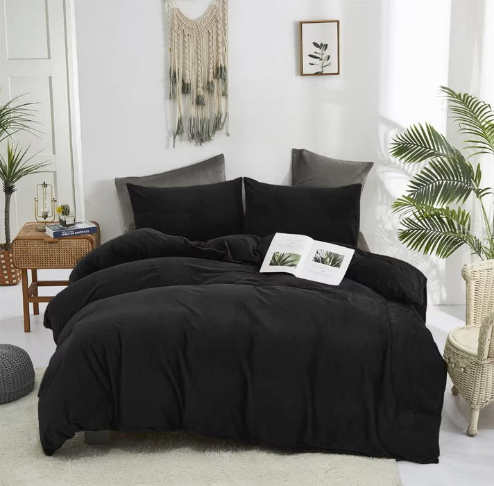 Black Fluffy Comforter Set Full Black Velvet Comforter Black Bedding Comforter Sets Full Flannel Bed Comforter Full Men Women Comforter Soft Cozy Black Comforter 3Pcs Comforter Sets