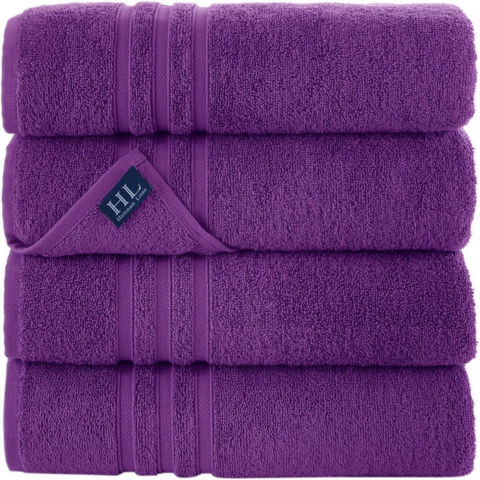 Purple Bath Towels – 4 Pieces Luxurious Turkish Cotton Bath Towels – Quick Dry and Soft Towel Set for Daily Use