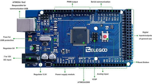 MEGA R3 Board Atmega 2560 + USB Cable Compatible with Arduino IDE Projects Rohs Compliant