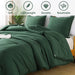 Dark Green Pom Pom Fringe Comforter Full(79X90 Inch), 3 Pieces(1 Boho Comforter and 2 Pillowcases) Aesthetic Boho Pom Comforter, Lightweight Soft Microfiber down Alternative Bedding Set