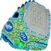 2022 Players Series Dino Baseball Glove Mitts, Green, Gray and Blue, 9 In, Right Hand Throw