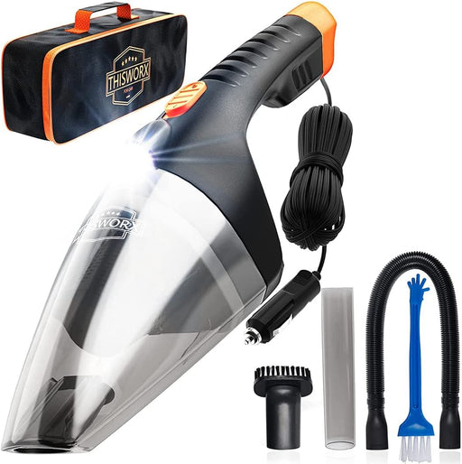 Thisworx Car Vacuum Cleaner 2.0 - Upgraded W/ LED Light, Double HEPA Filter, 110W High Suction Power