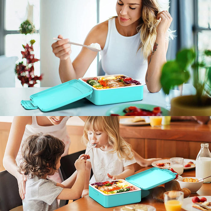 Bento Box, Bento Lunch Box for Kids and Adults 45Oz with Spoon and Fork, Leakproof Lunch Containers with 4 Compartments, Bpa-Free and Food-Safe Materials