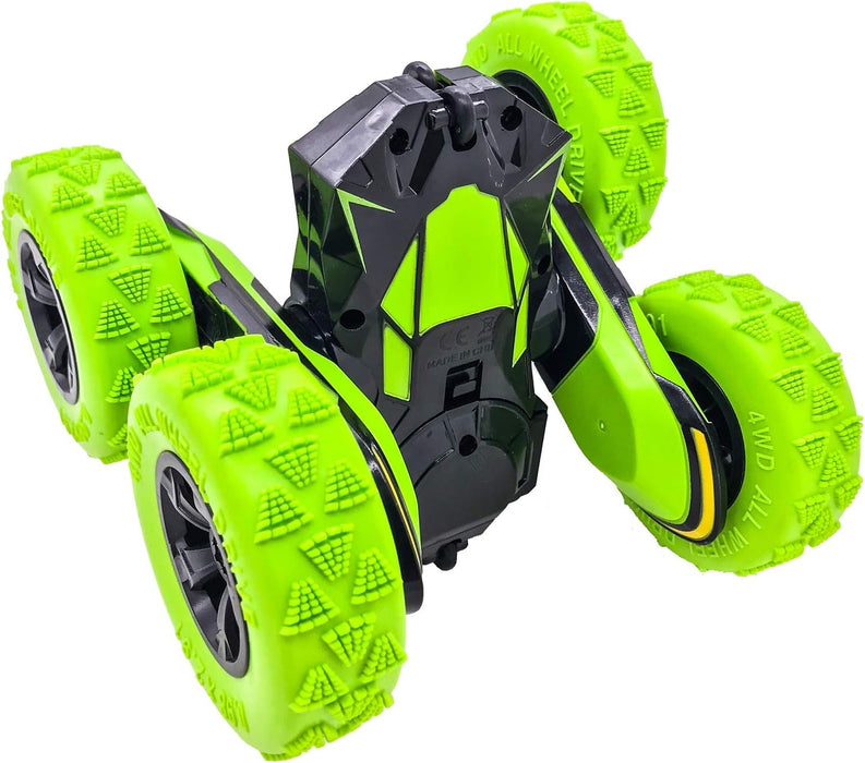RC Stunt Cars Remote Control Car Double-Sided Driving 360-Degree Flips Rotating Car Toy, Green