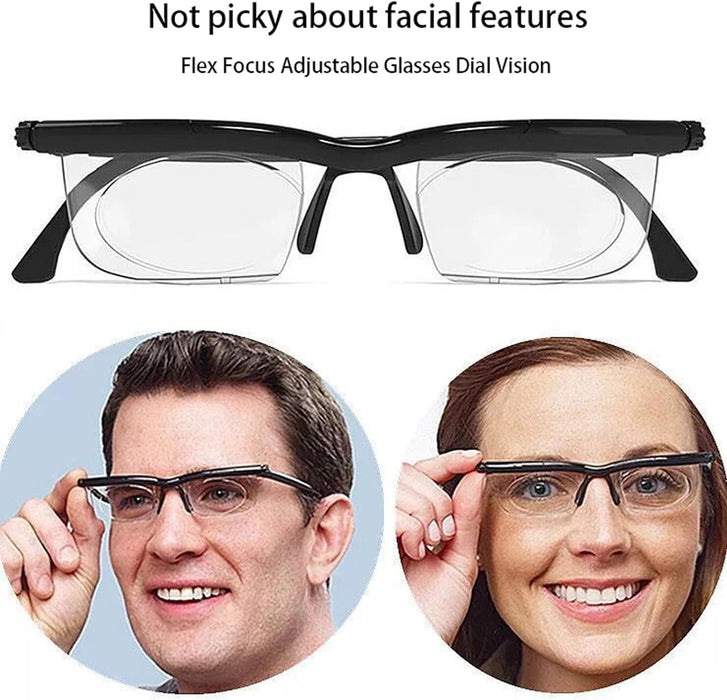 Flex Focal Adjustable Glasses, Focus Adjustable Glasses Dial Vision, Flexvision Adjustable Vision Glasses near and Far Sight (3Pcs)