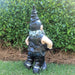 Homestyles "Biker Dude" the Biker Gnome in Leather Motorcycle Riding Gear Holding His Saddlebag Home & Garden Large Outdoor Statue 14.5"H