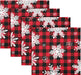Wusikd Snowflakes Buffalo Plaid Cloth Napkins Set of 6 Winter Christmas Dinner Napkins Solid Washable Reusable Polyester Table Napkins Oversized 20"X20" with Hemmed Edges for Home Weeding Decoration