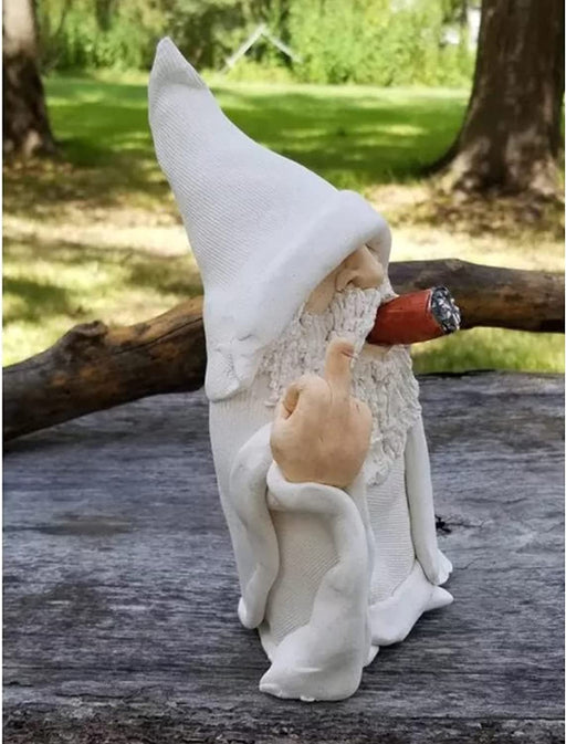Tirifer Garden Gnome, Wizard Gnome 3D Dwarves, Polyresin Outdoor Sculpture Middle Finger Gnome Statue Garden Figurine Art Garden Decoration for Lawn Yard Balcony Porch Patio
