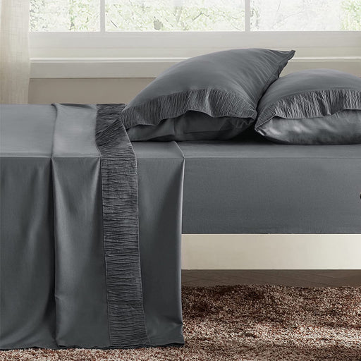 Bedsure Full Size Sheet Sets - Soft 1800 Sheets for Full Size Bed, 4 Pieces Hotel Luxury Grey Sheets Full, Easy Care Polyester Microfiber Cooling Bed Sheet Set