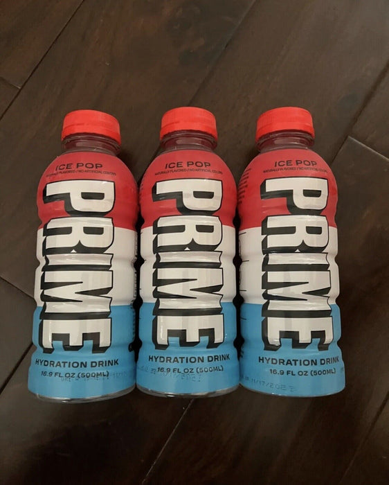 3-Pack NEW PRIME HYDRATION DRINK ICE POP FLAVOR 16.9 OZ LOGAN PAUL KSI