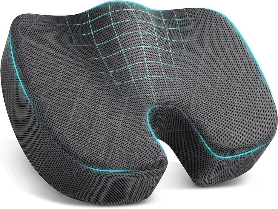 Seat Cushion, Office Chair Cushions, Car Seat Cushion, Non-Slip Sciatica & Back Coccyx Tailbonepain Relief Chair Pad, Memory Foam Pillow for Computer Desk, Wheelchair, Driving (Grey)