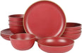 Gibson Home Rockaway round Stoneware Dinnerware Set, Service for 4 (12Pcs), Blue