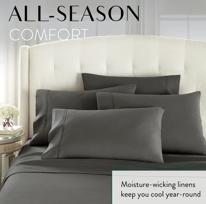Grey Queen Size Bed Sheets Set - 6 Pc Soft Bedding & Pillowcases Set W/ Deep Pockets - Breathable, Wrinkle Free & Fade Resistant