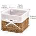 Natural Woven Seagrass Wicker Storage Nest Baskets Shelf Organizer Container Bins with Liner - Set of 4 ( 7 X 7 X 5.5 Inches)