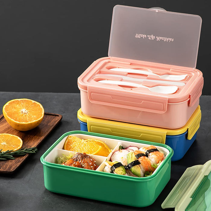 Bento Boxes for Adults - 1400 ML Bento Lunch Box for Kids Children with Spoon & Fork, Lunch Containers Durable with Compartments Sauce Container for On-The-Go Meal, Food-Safe Materials (Pink)